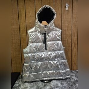Michael Kors Metallic Silver Puffer Vest